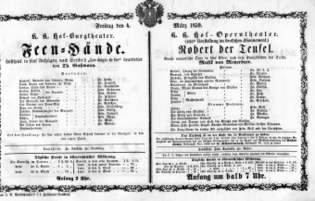 Theaterzettel (Oper und Burgtheater in Wien) 18590304 Seite: 1