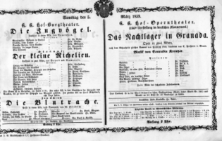 Theaterzettel (Oper und Burgtheater in Wien) 18590305 Seite: 1