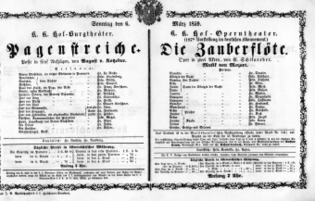 Theaterzettel (Oper und Burgtheater in Wien) 18590306 Seite: 1