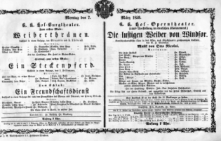 Theaterzettel (Oper und Burgtheater in Wien) 18590307 Seite: 1