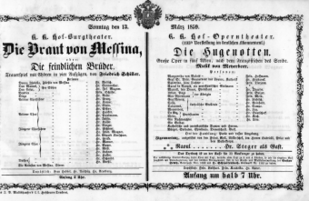 Theaterzettel (Oper und Burgtheater in Wien) 18590313 Seite: 1