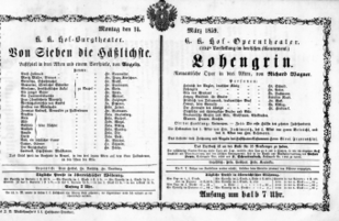 Theaterzettel (Oper und Burgtheater in Wien) 18590314 Seite: 1