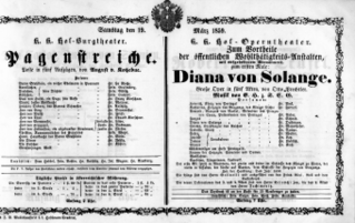 Theaterzettel (Oper und Burgtheater in Wien) 18590319 Seite: 1