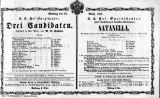 Theaterzettel (Oper und Burgtheater in Wien) 18590321 Seite: 1