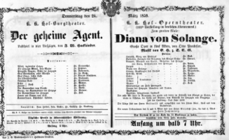 Theaterzettel (Oper und Burgtheater in Wien) 18590324 Seite: 1