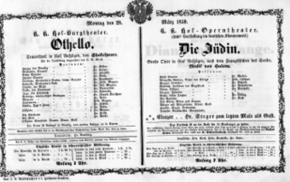 Theaterzettel (Oper und Burgtheater in Wien) 18590328 Seite: 1