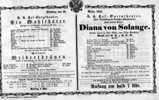 Theaterzettel (Oper und Burgtheater in Wien) 18590329 Seite: 1