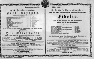 Theaterzettel (Oper und Burgtheater in Wien) 18590331 Seite: 1