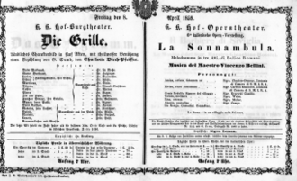 Theaterzettel (Oper und Burgtheater in Wien) 18590408 Seite: 1