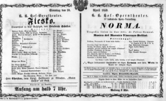 Theaterzettel (Oper und Burgtheater in Wien) 18590410 Seite: 1
