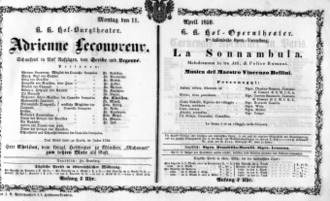 Theaterzettel (Oper und Burgtheater in Wien) 18590411 Seite: 1