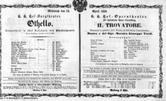 Theaterzettel (Oper und Burgtheater in Wien) 18590413 Seite: 1