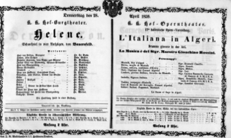 Theaterzettel (Oper und Burgtheater in Wien) 18590428 Seite: 1