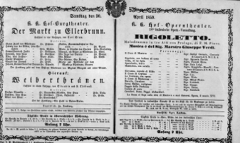 Theaterzettel (Oper und Burgtheater in Wien) 18590430 Seite: 1
