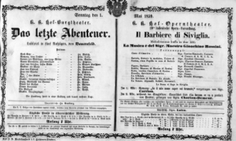 Theaterzettel (Oper und Burgtheater in Wien) 18590501 Seite: 1