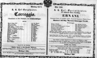 Theaterzettel (Oper und Burgtheater in Wien) 18590502 Seite: 1
