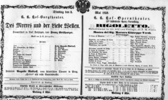 Theaterzettel (Oper und Burgtheater in Wien) 18590503 Seite: 1