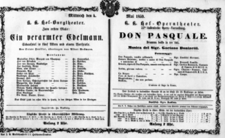 Theaterzettel (Oper und Burgtheater in Wien) 18590504 Seite: 1