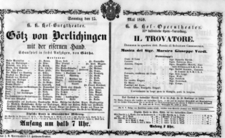 Theaterzettel (Oper und Burgtheater in Wien) 18590515 Seite: 1