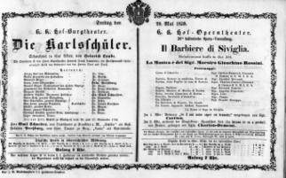 Theaterzettel (Oper und Burgtheater in Wien) 18590520 Seite: 1
