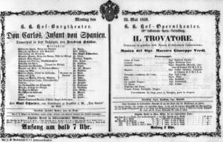 Theaterzettel (Oper und Burgtheater in Wien) 18590523 Seite: 1