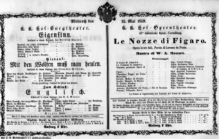Theaterzettel (Oper und Burgtheater in Wien) 18590525 Seite: 1