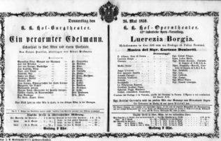 Theaterzettel (Oper und Burgtheater in Wien) 18590526 Seite: 1