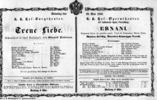 Theaterzettel (Oper und Burgtheater in Wien) 18590529 Seite: 1