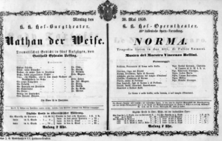 Theaterzettel (Oper und Burgtheater in Wien) 18590530 Seite: 1