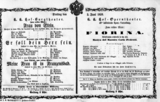 Theaterzettel (Oper und Burgtheater in Wien) 18590603 Seite: 1