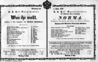 Theaterzettel (Oper und Burgtheater in Wien) 18590605 Seite: 1