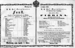 Theaterzettel (Oper und Burgtheater in Wien) 18590606 Seite: 1