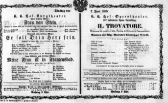 Theaterzettel (Oper und Burgtheater in Wien) 18590607 Seite: 1