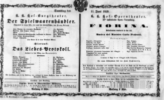 Theaterzettel (Oper und Burgtheater in Wien) 18590611 Seite: 1