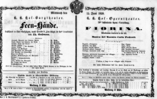 Theaterzettel (Oper und Burgtheater in Wien) 18590615 Seite: 1