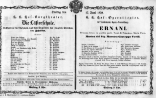 Theaterzettel (Oper und Burgtheater in Wien) 18590617 Seite: 1