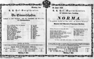 Theaterzettel (Oper und Burgtheater in Wien) 18590620 Seite: 1