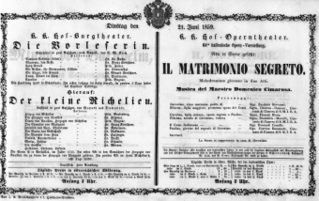 Theaterzettel (Oper und Burgtheater in Wien) 18590621 Seite: 1