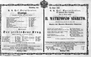 Theaterzettel (Oper und Burgtheater in Wien) 18590625 Seite: 1