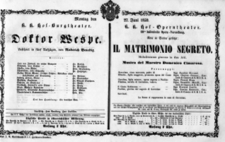 Theaterzettel (Oper und Burgtheater in Wien) 18590627 Seite: 1