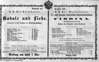 Theaterzettel (Oper und Burgtheater in Wien) 18590629 Seite: 1