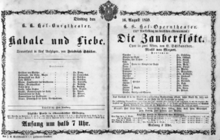Theaterzettel (Oper und Burgtheater in Wien) 18590816 Seite: 1