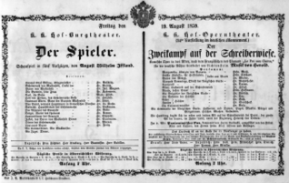 Theaterzettel (Oper und Burgtheater in Wien) 18590819 Seite: 1