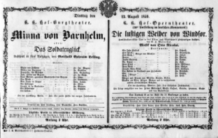Theaterzettel (Oper und Burgtheater in Wien) 18590823 Seite: 1