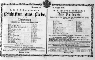 Theaterzettel (Oper und Burgtheater in Wien) 18590828 Seite: 1
