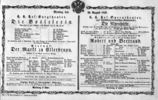 Theaterzettel (Oper und Burgtheater in Wien) 18590829 Seite: 1