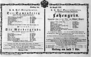 Theaterzettel (Oper und Burgtheater in Wien) 18590830 Seite: 1