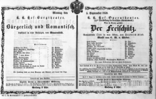 Theaterzettel (Oper und Burgtheater in Wien) 18590905 Seite: 1
