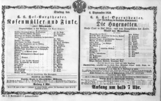 Theaterzettel (Oper und Burgtheater in Wien) 18590906 Seite: 1