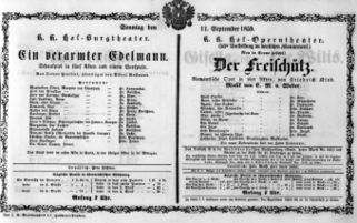 Theaterzettel (Oper und Burgtheater in Wien) 18590911 Seite: 1